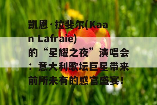 凯恩·拉斐尔(Kaan Lafraie)的“星耀之夜”演唱会：意大利歌坛巨星带来前所未有的感官盛宴！